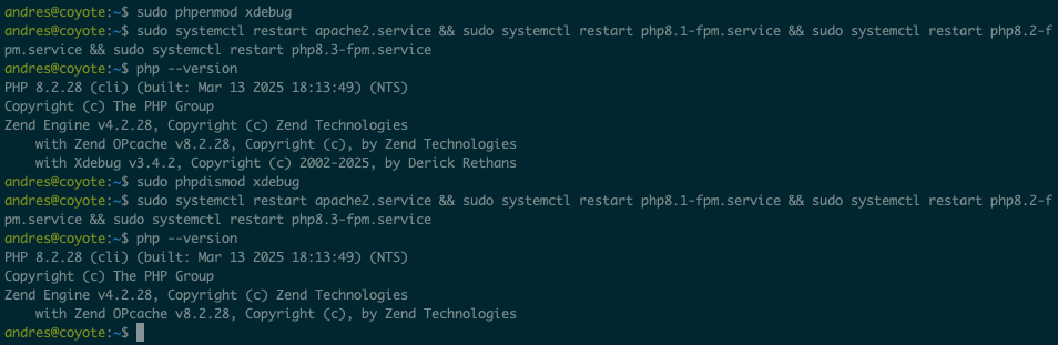 php xdebug status