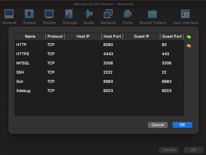 VBox NAT Rules Settings