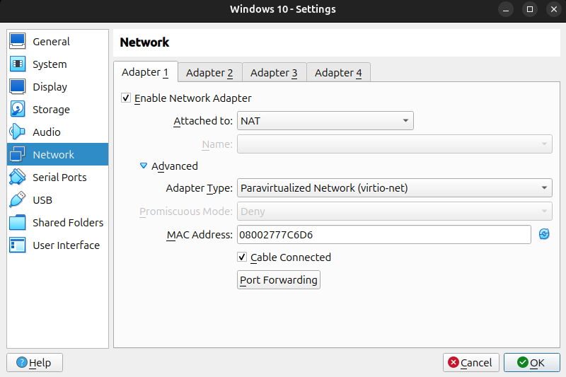 Network VirtualBox